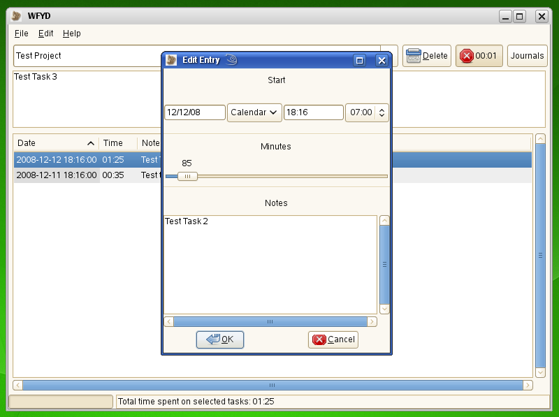 task modification window screenshot